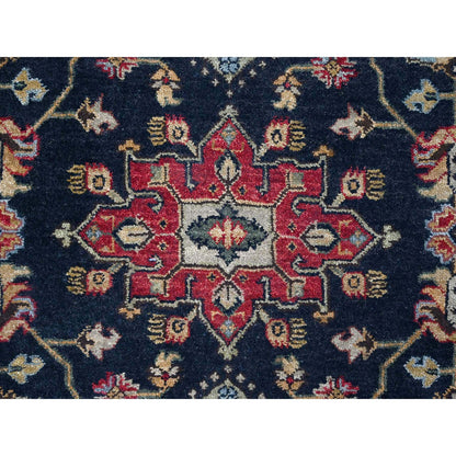 Heriz Wool Hand Knotted Rug Black Cardinal Red 6.0X8.11 -O084611