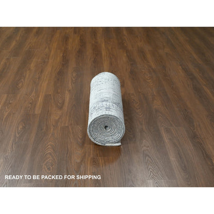 Modern and Contemporary Wool & Silk Hand Knotted Rug Grey No Border 2.5X17.11 -O084615