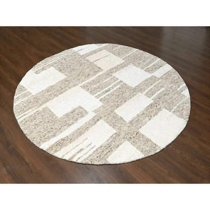 Modern and Contemporary Wool Hand Knotted Rug Brown No Border 7.10X8.3 -O084623