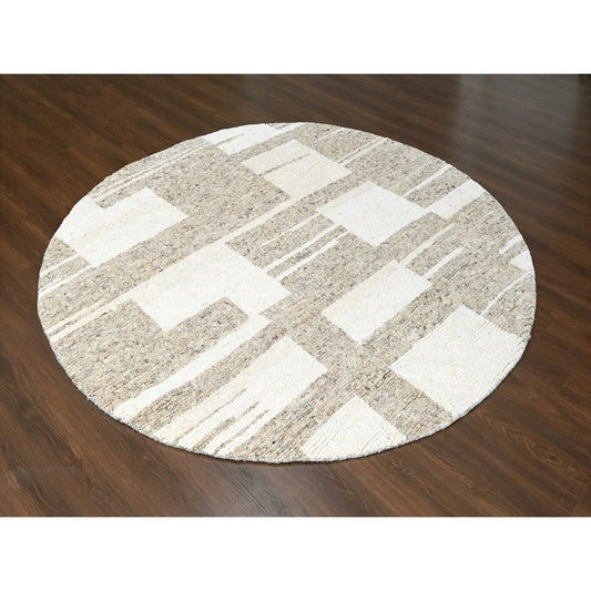 Modern and Contemporary Wool Hand Knotted Rug Brown No Border 7.10X8.3 -O084623