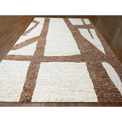 Modern and Contemporary Wool Hand Knotted Rug Brown No Border 12.3X17.9 -O084627