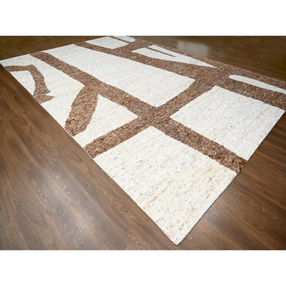 Modern and Contemporary Wool Hand Knotted Rug Brown No Border 12.3X17.9 -O084627