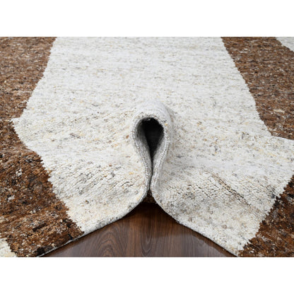 Modern and Contemporary Wool Hand Knotted Rug Brown No Border 12.3X17.9 -O084627