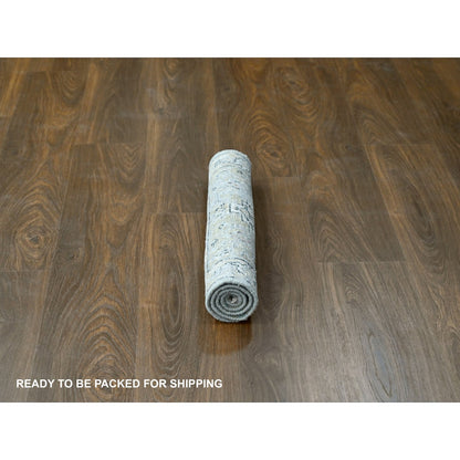 Transitional Wool Hand Knotted Rug Ivory Sea Gray 2.0X3.0 -O084630