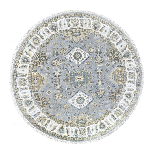Heriz Wool Hand Knotted Rug Grey Lexicon White 6.2X6.2 -O084639