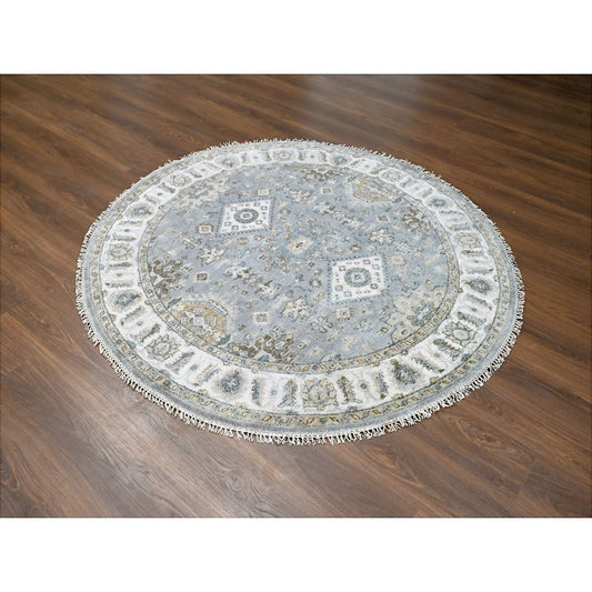 Heriz Wool Hand Knotted Rug Grey Lexicon White 6.2X6.2 -O084639