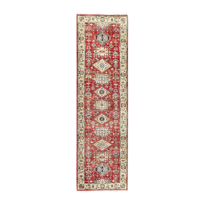 Heriz Wool Hand Knotted Rug Red Gold 2.9X9.11 -O084653