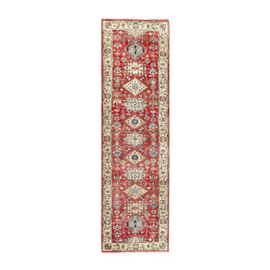 Heriz Wool Hand Knotted Rug Red Gold 2.9X9.11 -O084653