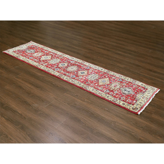 Heriz Wool Hand Knotted Rug Red Gold 2.9X9.11 -O084653