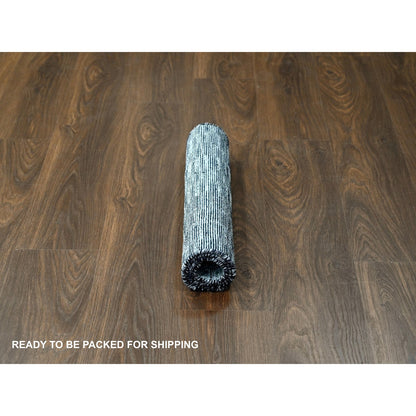 Modern and Contemporary Wool and Plant based Silk Hand Loomed Rug Grey No Border 2.0X3.0 -O084656