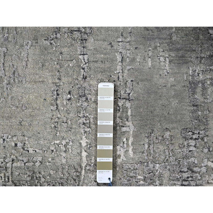 Modern and Contemporary Wool & Silk Hand Knotted Rug Grey No Border 8.0X8.0 -O084657