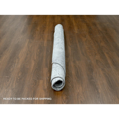 Modern and Contemporary Wool & Silk Hand Knotted Rug Grey No Border 8.0X8.0 -O084657