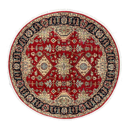 Heriz Wool Hand Knotted Rug Red Black 6.2X6.1 -O084661