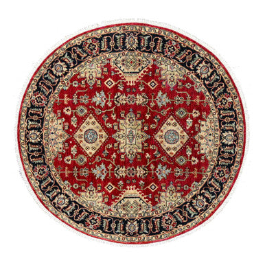 Heriz Wool Hand Knotted Rug Red Black 6.2X6.1 -O084661