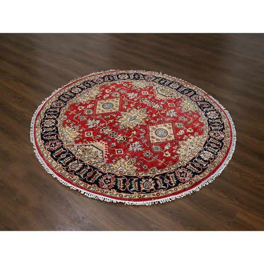 Heriz Wool Hand Knotted Rug Red Black 6.2X6.1 -O084661