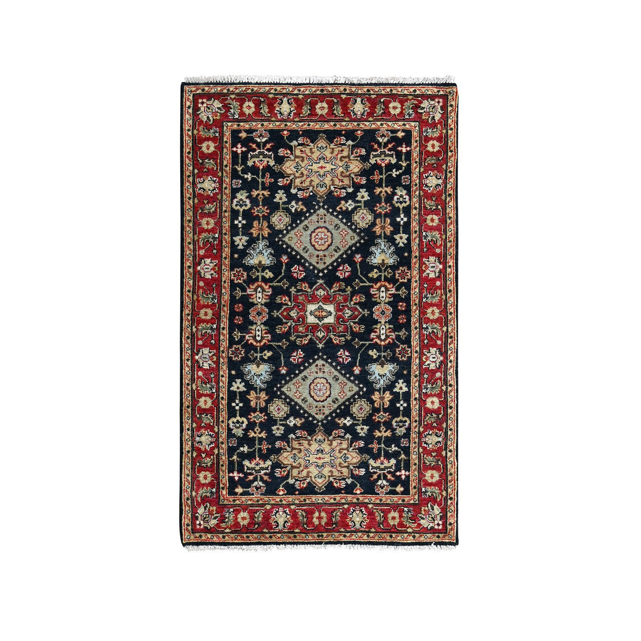 Heriz Wool Hand Knotted Rug Black Red 3.2X5.0 -O084662