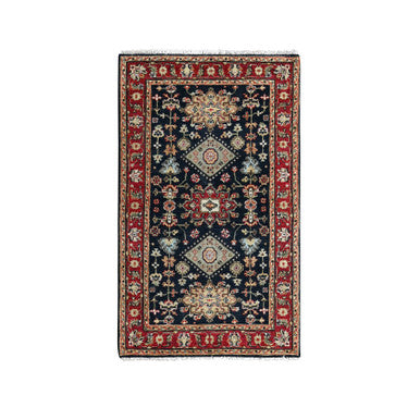 Heriz Wool Hand Knotted Rug Black Red 3.2X5.0 -O084662