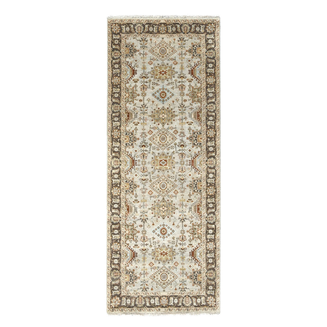 Gray 4'2" x 9'10" Heriz Hand knotted Wool Rug -O084665