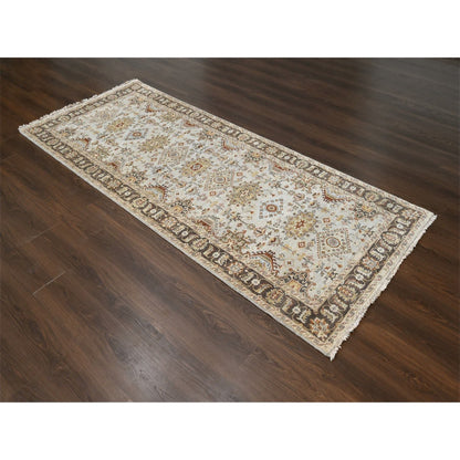 Heriz Wool Hand Knotted Rug Grey Brown 4.2X9.10 -O084665