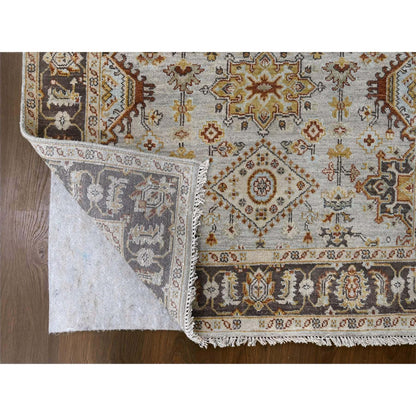 Heriz Wool Hand Knotted Rug Grey Brown 4.2X9.10 -O084665