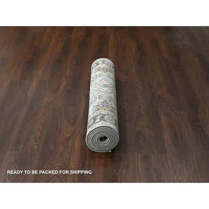 Heriz Wool Hand Knotted Rug Grey Brown 4.2X9.10 -O084665