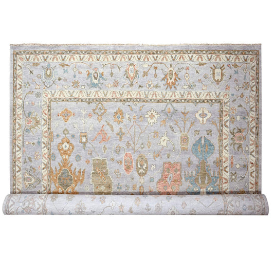 Oushak And Peshawar Wool Hand Knotted Rug Grey Gray 14.0X17.10 -O084673