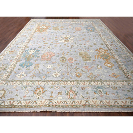 Oushak And Peshawar Wool Hand Knotted Rug Grey Gray 14.0X17.10 -O084673