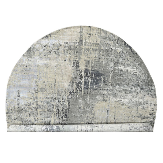 Modern and Contemporary Wool & Silk Hand Knotted Rug Grey No Border 9.10X9.10 -O084681