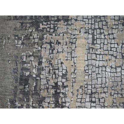 Modern and Contemporary Wool & Silk Hand Knotted Rug Grey No Border 9.10X9.10 -O084681