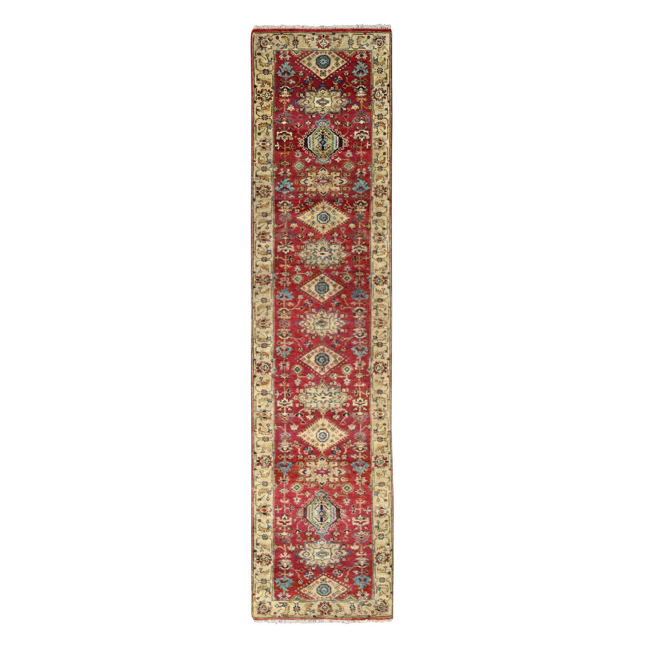 Red 2'7" x 12'0" Heriz Mellow Hand knotted Wool Rug - Sku: O084684