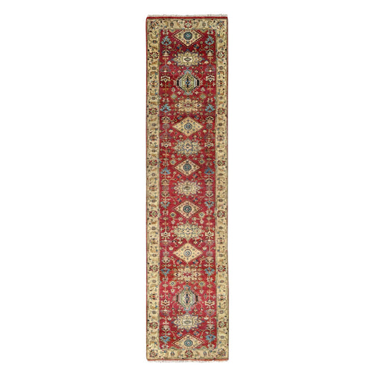 Heriz Wool Hand Knotted Rug Red Mellow Yellow 2.7X12.0 -O084684