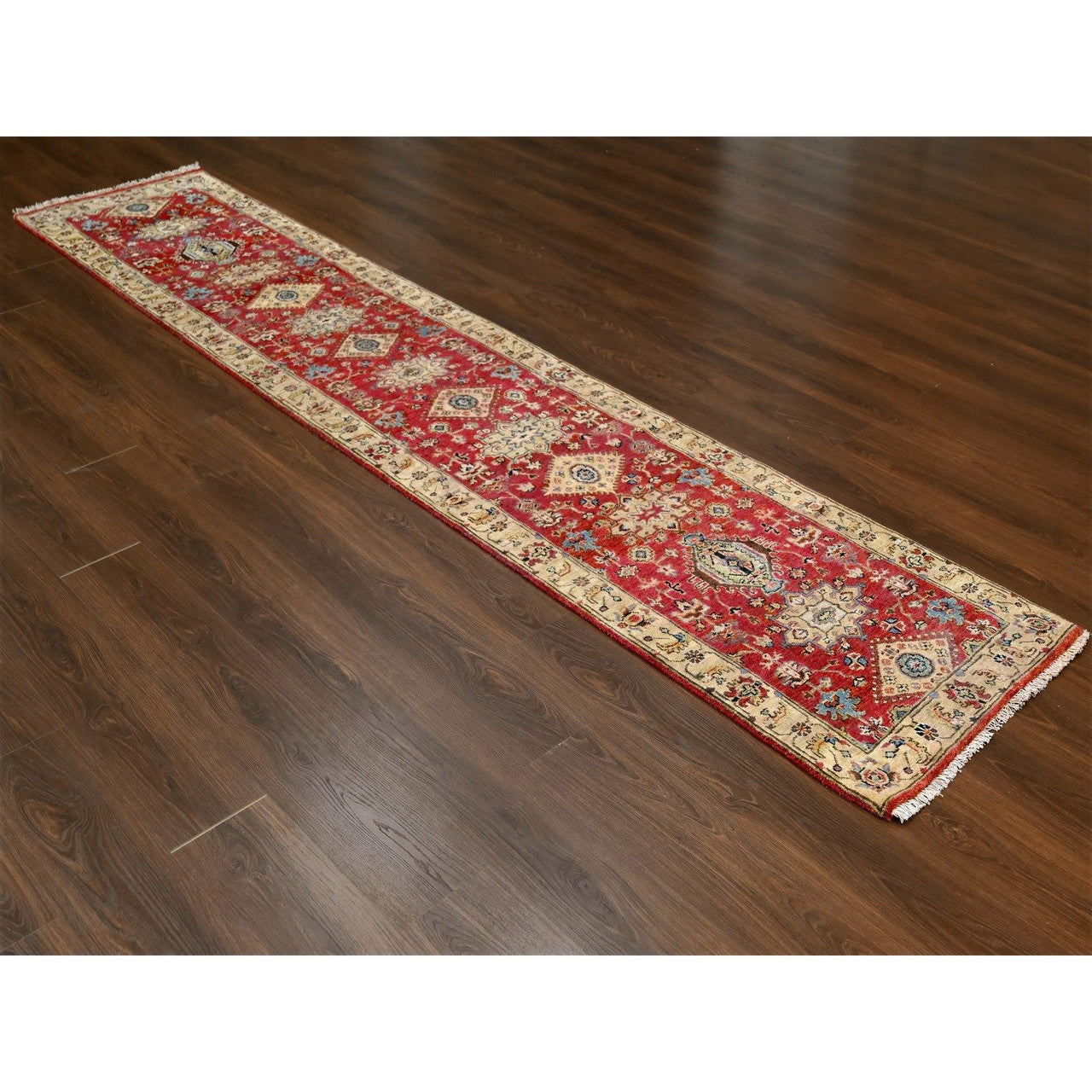 Red 2'7" x 12'0" Heriz Mellow Hand knotted Wool Rug - Sku: O084684