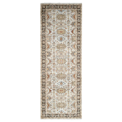Heriz Wool Hand Knotted Rug Grey Brown 4.2X12.0 -O084691