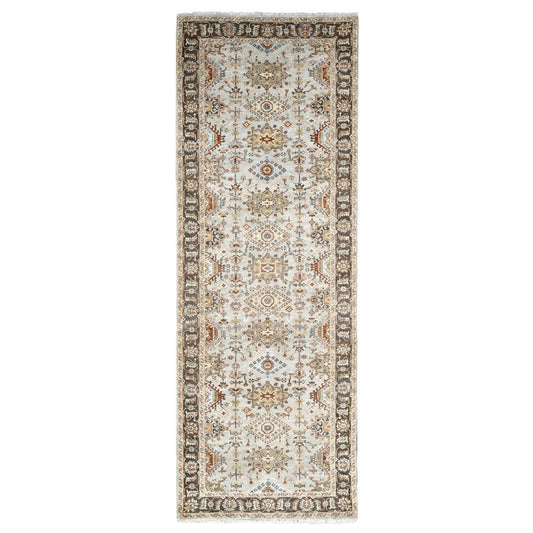 Heriz Wool Hand Knotted Rug Grey Brown 4.2X12.0 -O084691