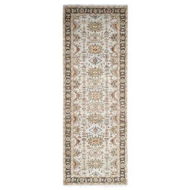 Heriz Wool Hand Knotted Rug Grey Brown 4.2X12.0 -O084691