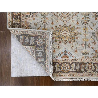 Heriz Wool Hand Knotted Rug Grey Brown 4.2X12.0 -O084691