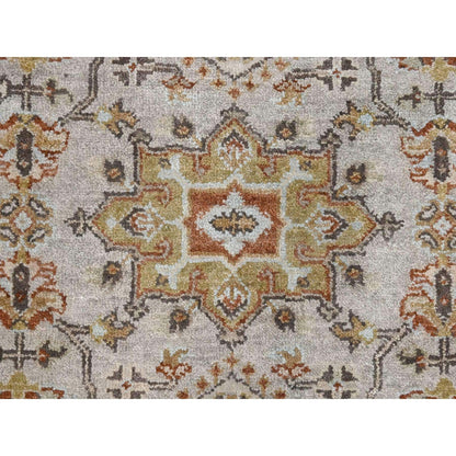 Heriz Wool Hand Knotted Rug Grey Brown 4.2X12.0 -O084691