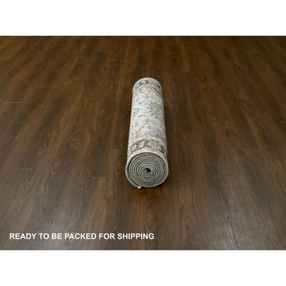 Heriz Wool Hand Knotted Rug Grey Brown 4.2X12.0 -O084691