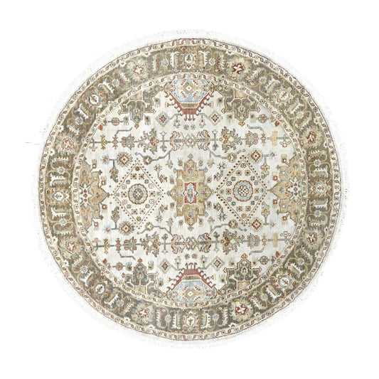 Heriz Wool Hand Knotted Rug Grey Brown 6.2X6.2 -O084701
