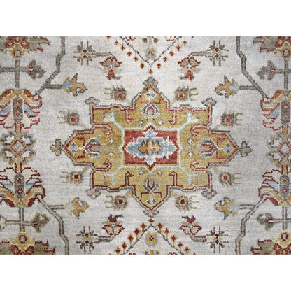 Heriz Wool Hand Knotted Rug Grey Brown 6.2X6.2 -O084701