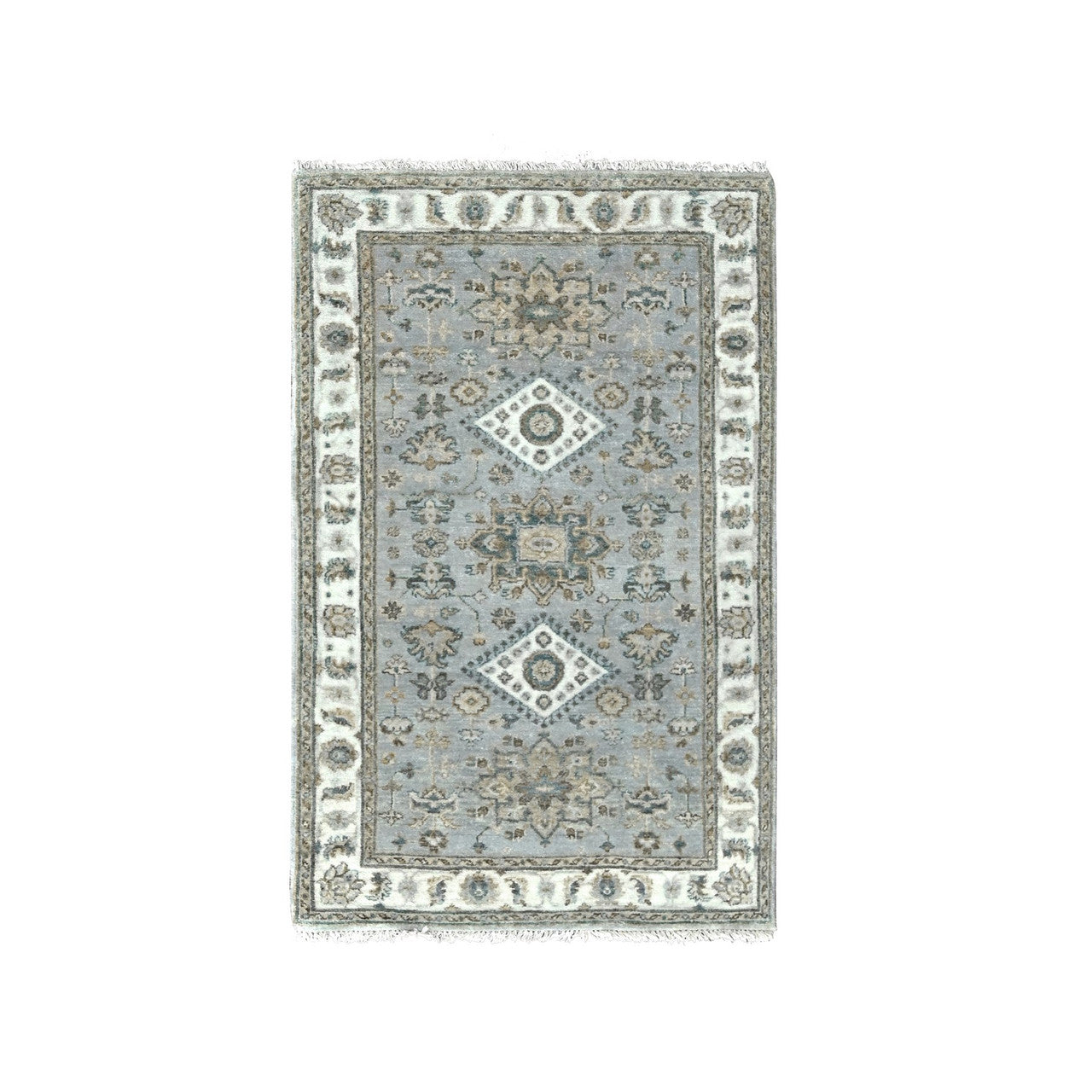 Heriz Wool Hand Knotted Rug Grey Ivory 3.1X5.0 -O084702