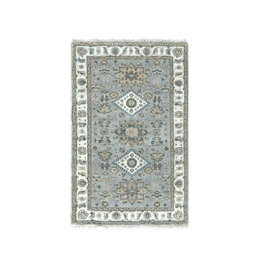 Heriz Wool Hand Knotted Rug Grey Ivory 3.1X5.0 -O084702