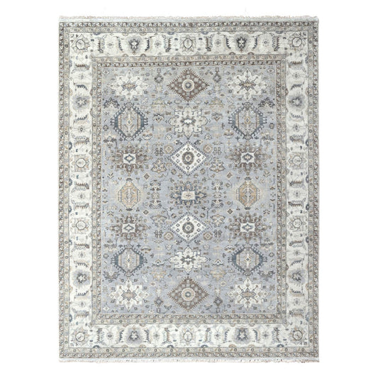 Heriz Wool Hand Knotted Rug Grey Ivory 8.0X10.0 -O084708