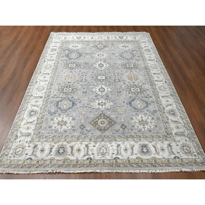 Heriz Wool Hand Knotted Rug Grey Ivory 8.0X10.0 -O084708