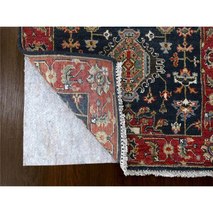 Heriz Wool Hand Knotted Rug Black Rust Red 2.7X10.1 -O084710