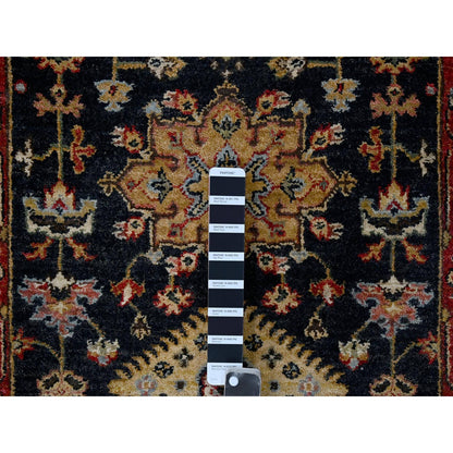 Heriz Wool Hand Knotted Rug Black Rust Red 2.7X10.1 -O084710