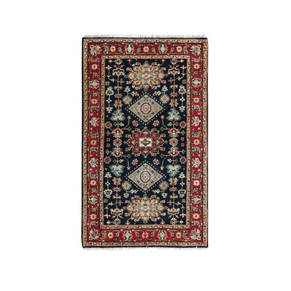 Heriz Wool Hand Knotted Rug Black Red 3.0X5.0 -O084711