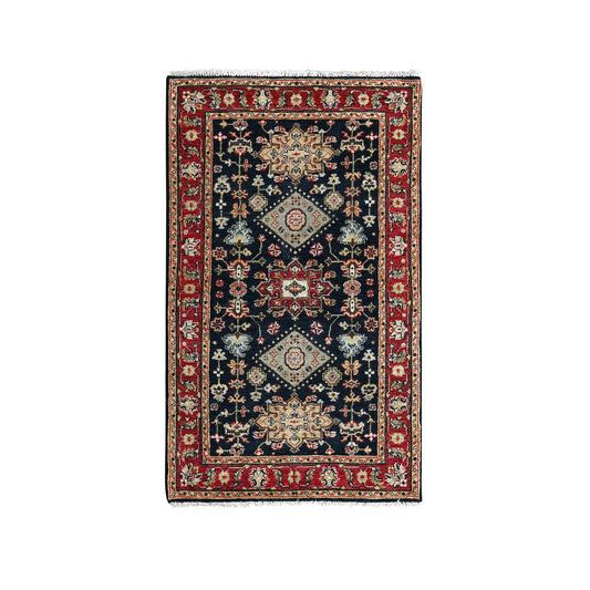 Heriz Wool Hand Knotted Rug Black Red 3.0X5.0 -O084711