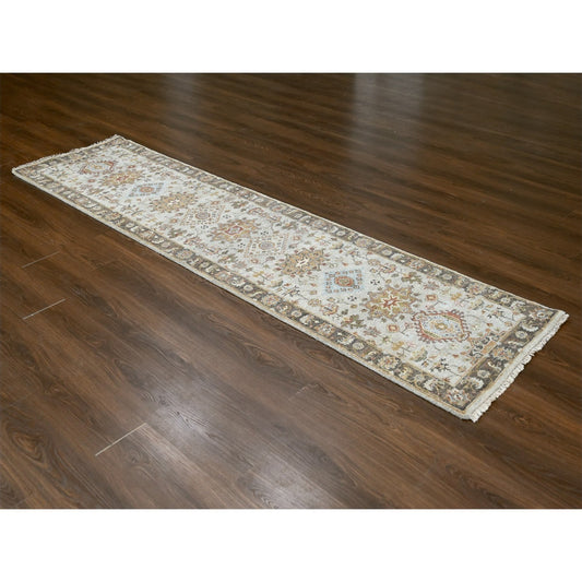 Heriz Wool Hand Knotted Rug Grey Brown 2.7X10.0 -O084715