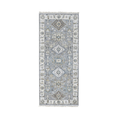 Heriz Wool Hand Knotted Rug Grey Ivory 2.8X5.10 -O084716